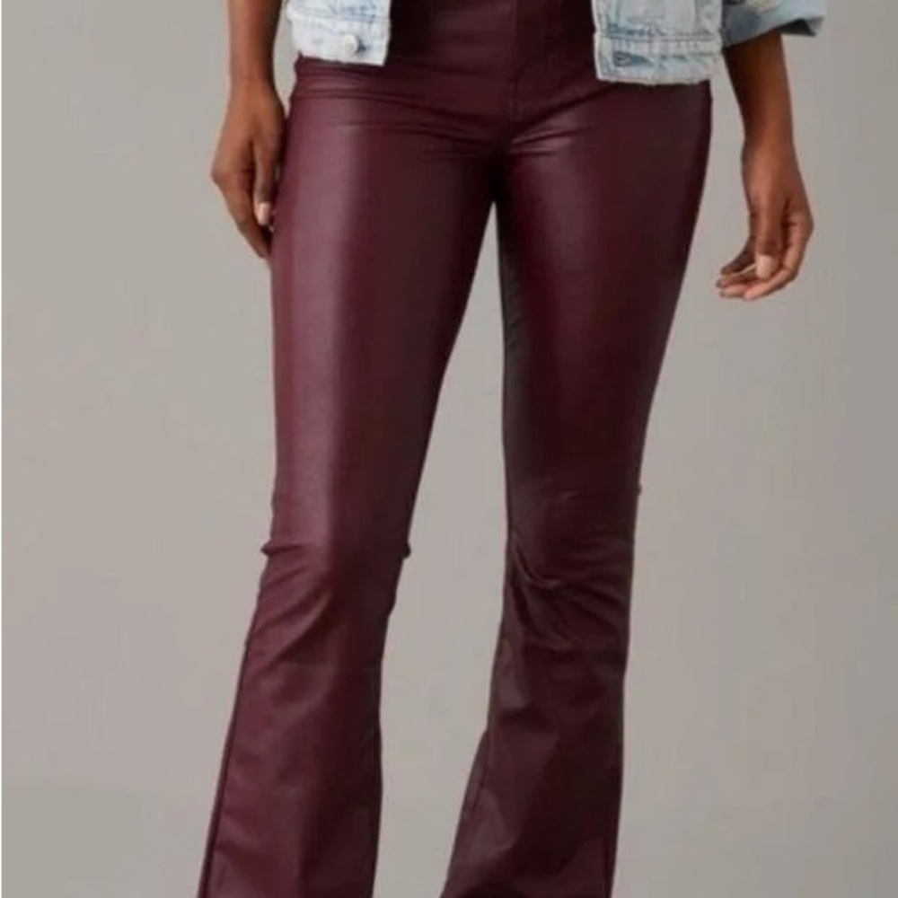 American Eagle Outfitters Maroon Leather Pants